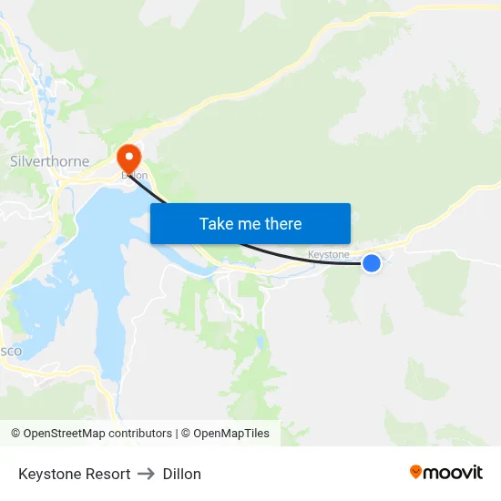 Keystone Resort to Dillon map