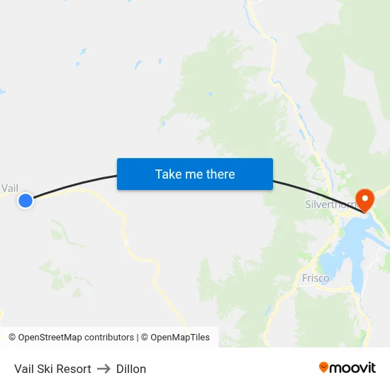 Vail Ski Resort to Dillon map