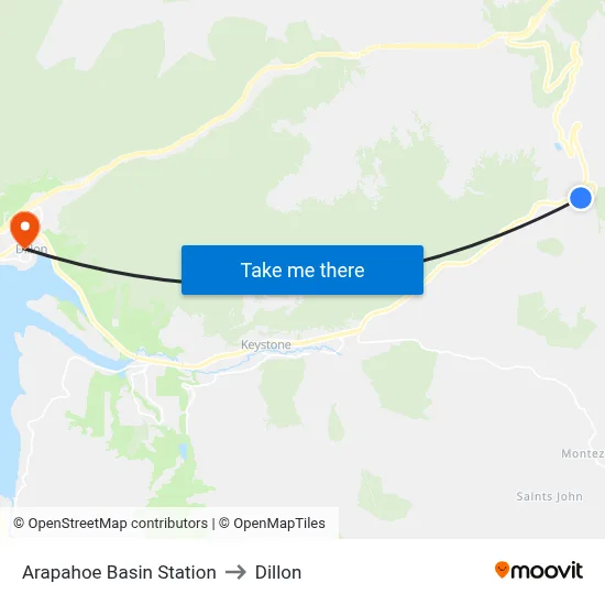 Arapahoe Basin Station to Dillon map