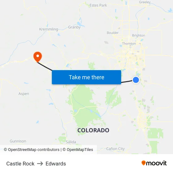 Castle Rock to Edwards map