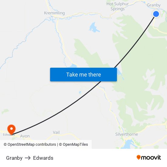 Granby to Edwards map