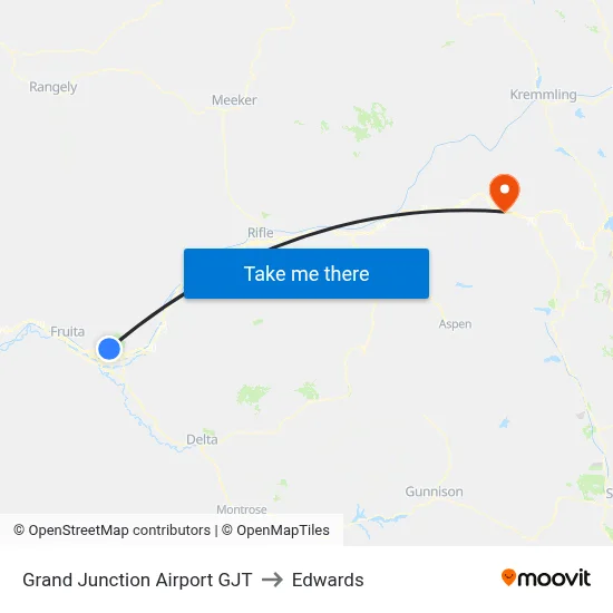 Grand Junction Airport GJT to Edwards map