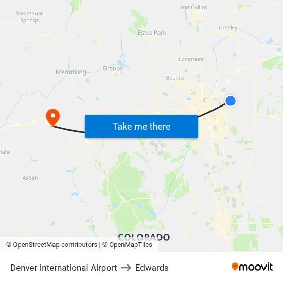 Denver International Airport to Edwards map