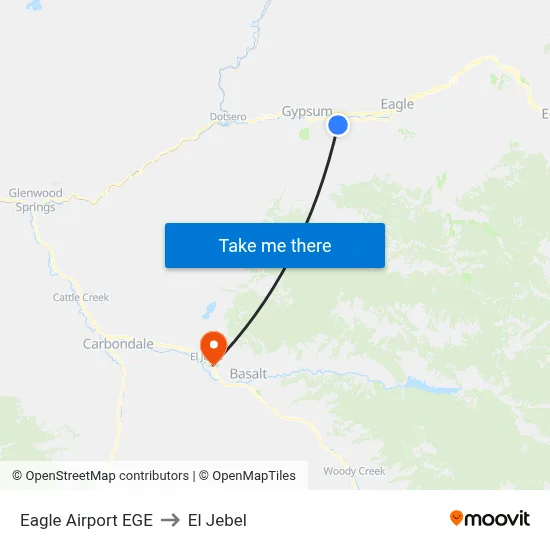 Eagle Airport EGE to El Jebel map