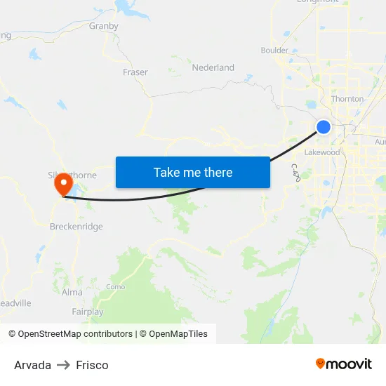 Arvada to Frisco map