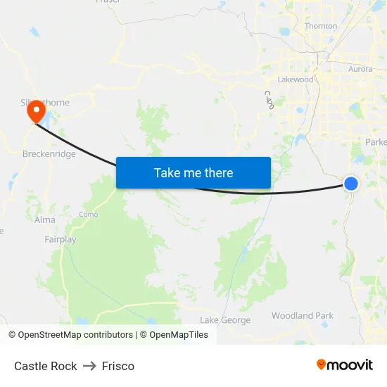 Castle Rock to Frisco map