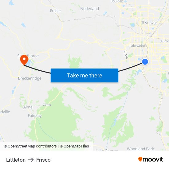 Littleton to Frisco map