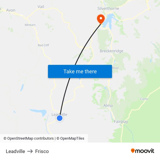 Leadville to Frisco map