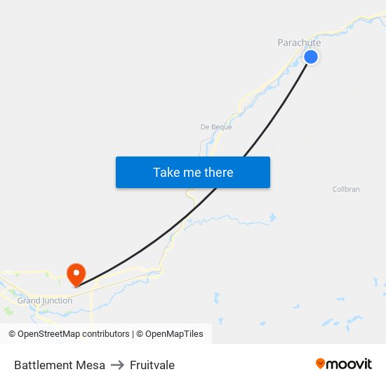 Battlement Mesa to Fruitvale map