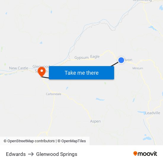 Edwards to Glenwood Springs map