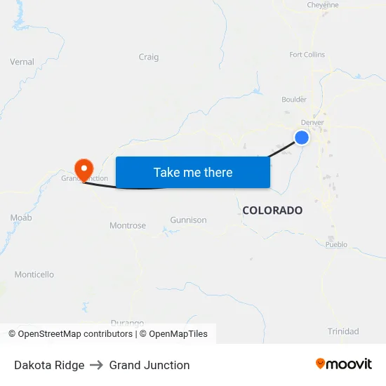 Dakota Ridge to Grand Junction map