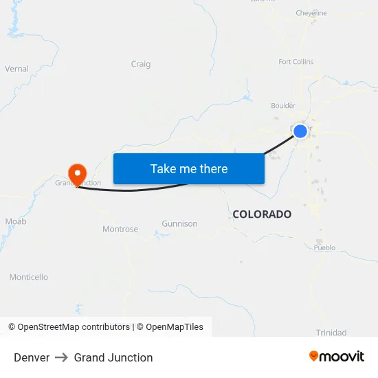 Denver to Grand Junction map