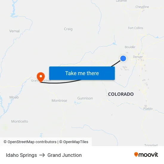Idaho Springs to Grand Junction map