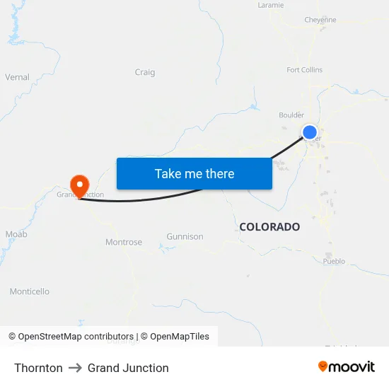 Thornton to Grand Junction map