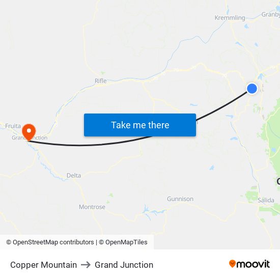 Copper Mountain to Grand Junction map