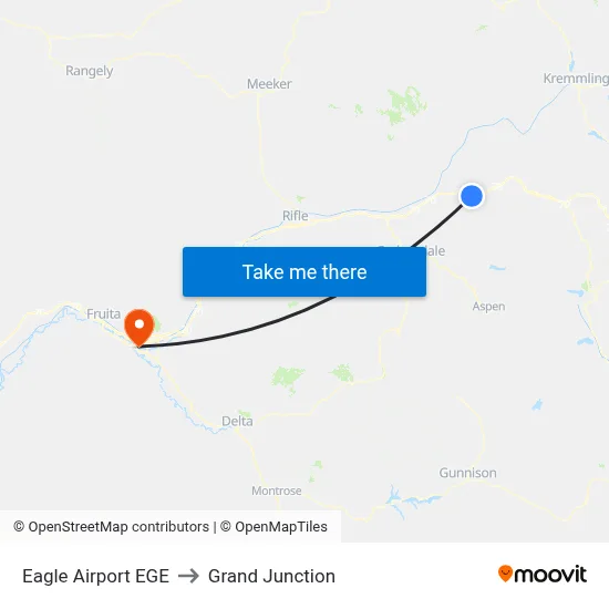Eagle Airport EGE to Grand Junction map