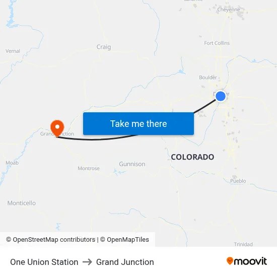 One Union Station to Grand Junction map