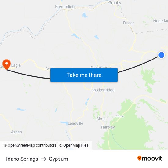 Idaho Springs to Gypsum map