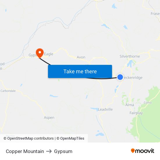 Copper Mountain to Gypsum map