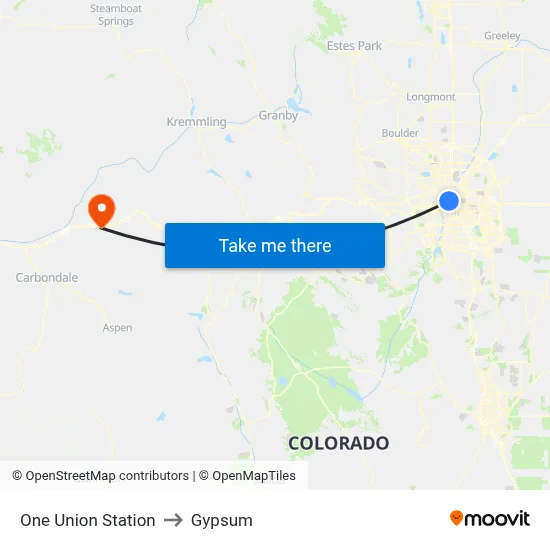 One Union Station to Gypsum map