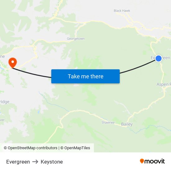 Evergreen to Keystone map