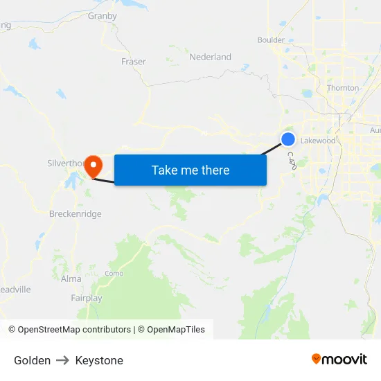 Golden to Keystone map