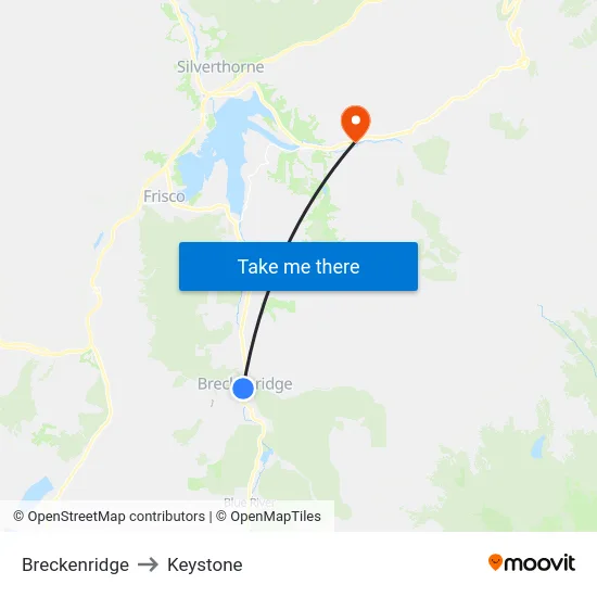 Breckenridge to Keystone map