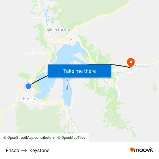 Frisco to Keystone map