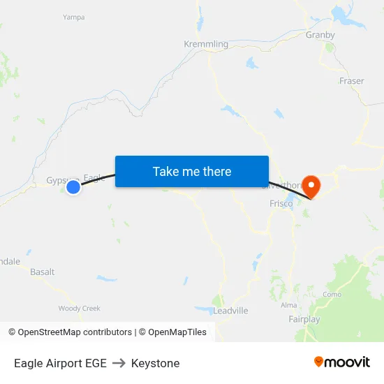 Eagle Airport EGE to Keystone map