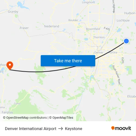 Denver International Airport to Keystone map