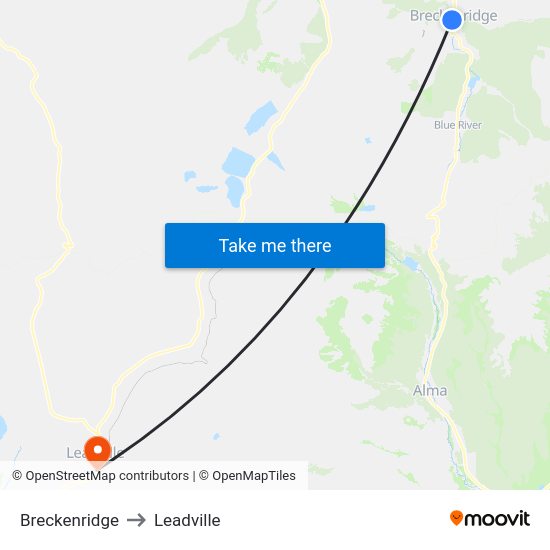 Breckenridge to Leadville map