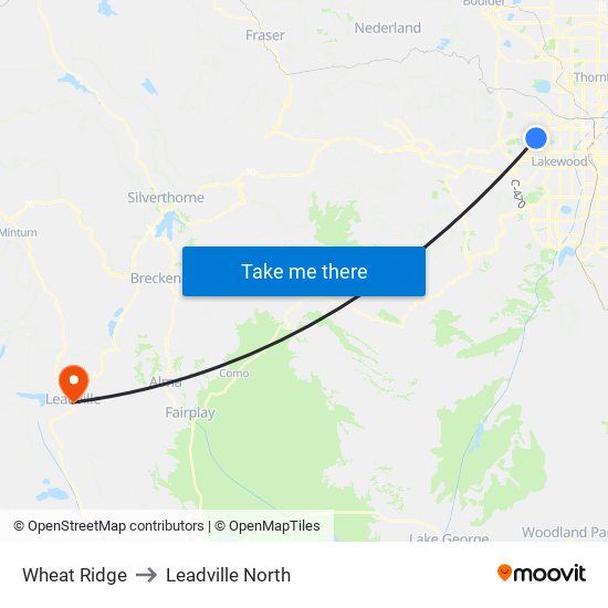 Wheat Ridge to Leadville North map