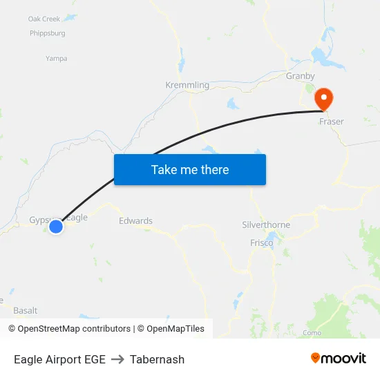 Eagle Airport EGE to Tabernash map