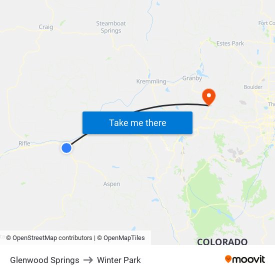 Glenwood Springs to Winter Park map