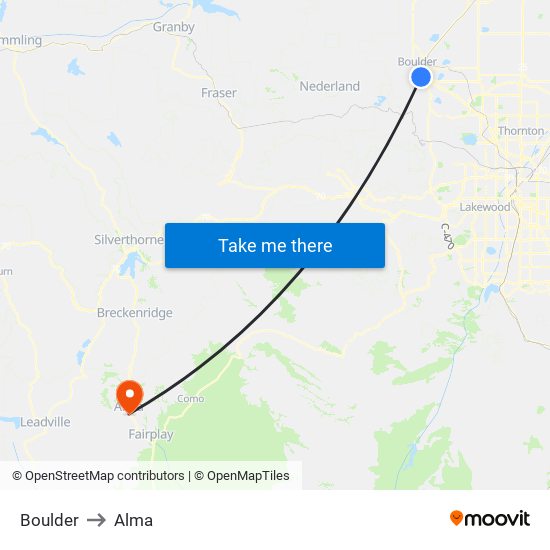 Boulder to Alma map