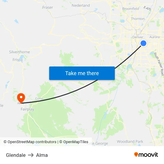 Glendale to Alma map