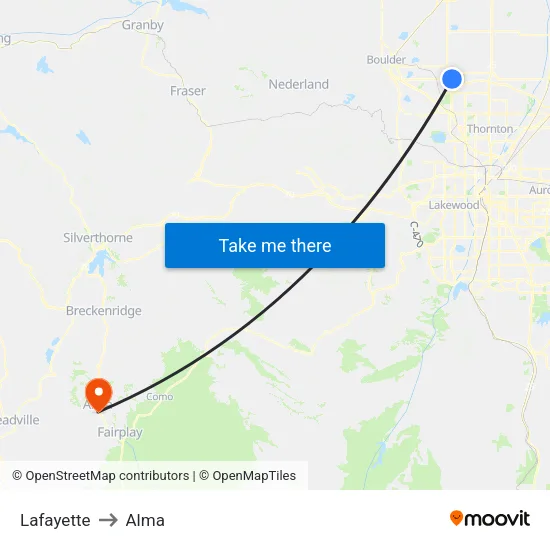 Lafayette to Alma map