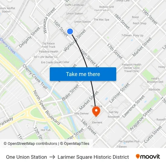 One Union Station to Larimer Square Historic District map