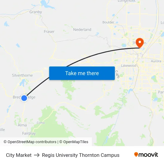 City Market to Regis University Thornton Campus map