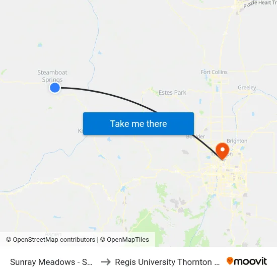 Sunray Meadows - Sunburst to Regis University Thornton Campus map