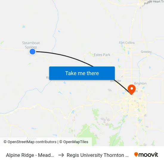Alpine Ridge - Meadowlark to Regis University Thornton Campus map