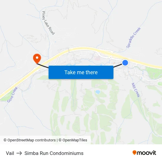 Vail to Simba Run Condominiums map