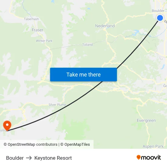 Boulder to Keystone Resort map