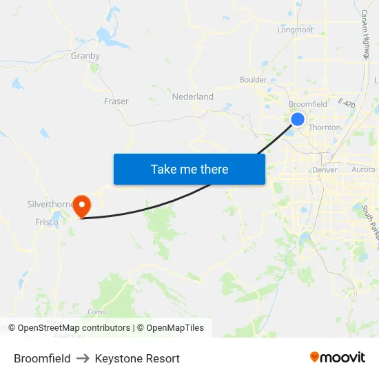 Broomfield to Keystone Resort map