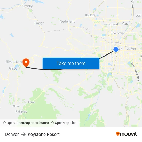 Denver to Keystone Resort map