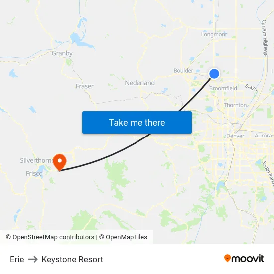 Erie to Keystone Resort map