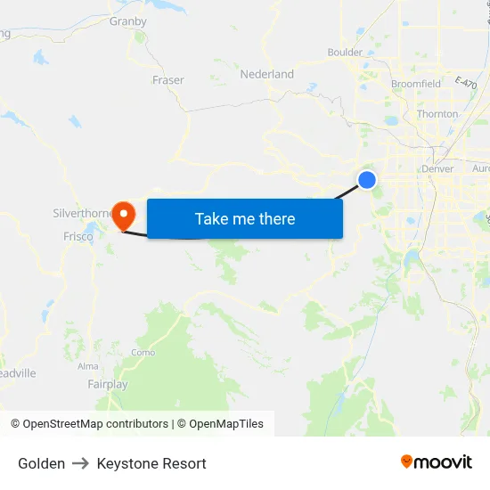 Golden to Keystone Resort map