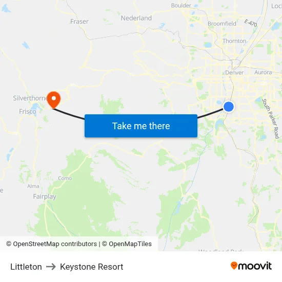 Littleton to Keystone Resort map