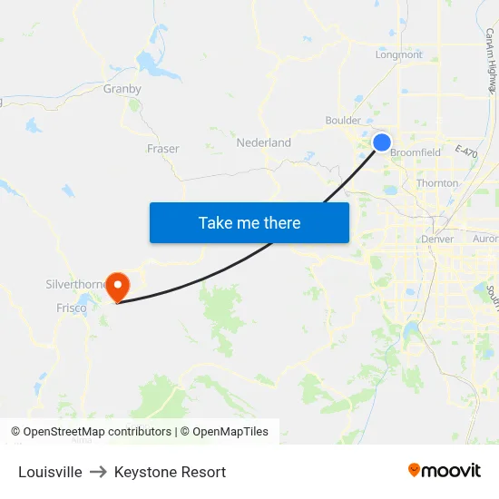 Louisville to Keystone Resort map