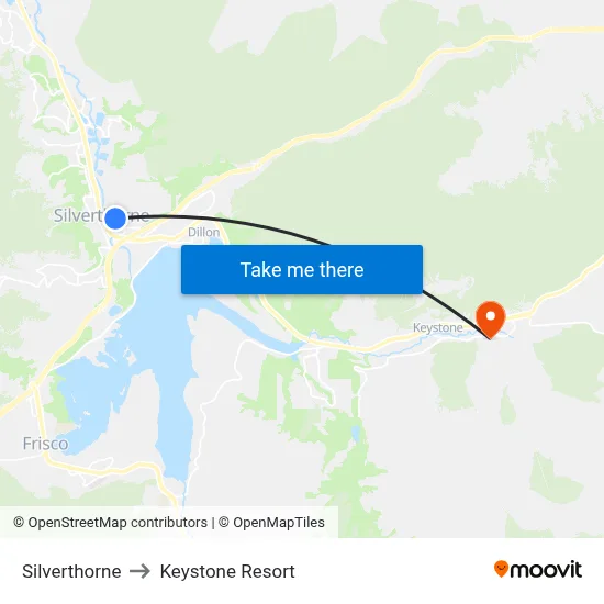 Silverthorne to Keystone Resort map